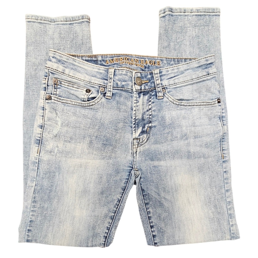 American Eagle Extreme Flex 4 Skinny Jeans Light Wash Blue Denim 28x30 Womens